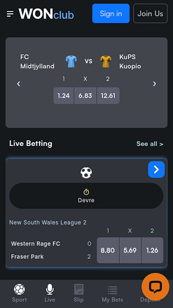 Deportes móviles de WONClub Casino