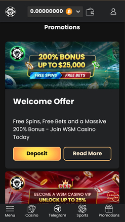 Promotions mobiles de WSM Casino