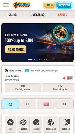 Deportes móviles del casino Wyns