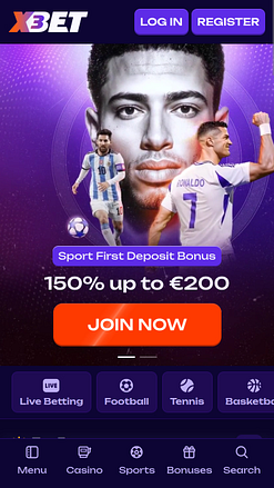 X3bet Casino Mobile Homepage