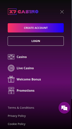 Мобильная главная страница X7 Casino