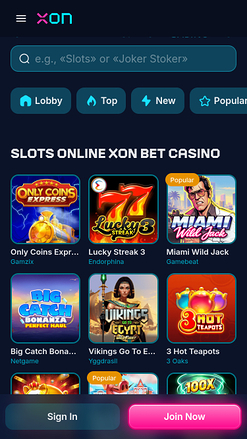 Juegos móviles de casino Xonbet