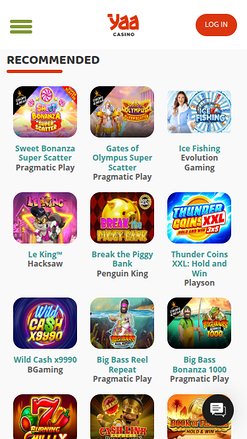 Jeux mobiles de Yaa Casino