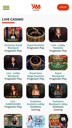 Croupier en direct mobile de Yaa Casino