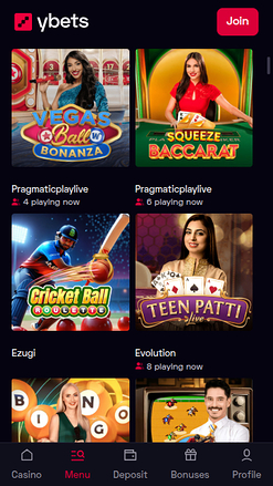 Casinò live mobile di Ybets Casino