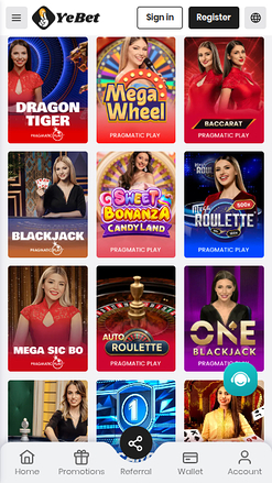 Croupier en direct mobile de YeBet Casino