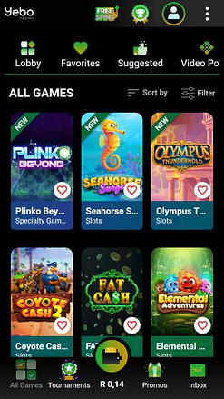 Jeux mobiles de Yebo Casino