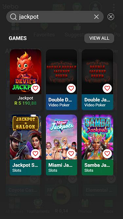 Jackpot mobile de Yebo Casino