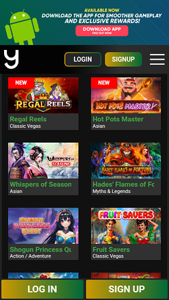 Juegos móviles de Yebo Casino