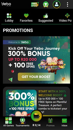 Promotions mobiles de Yebo Casino