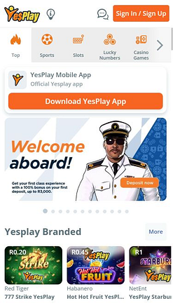 YesPlay Casino Mobile Homepage