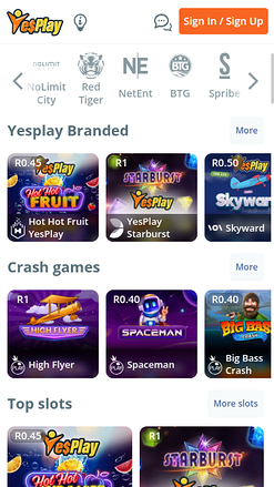 Jeux mobiles de YesPlay Casino