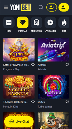Мобильные игры YoniBet Casino