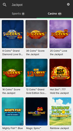 Jackpot mobile de YouWin Casino