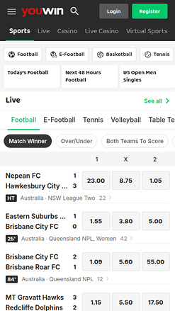 Sports mobiles de YouWin Casino