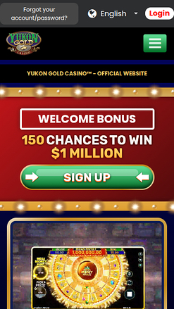 Page d'accueil mobile de Yukon Gold Casino