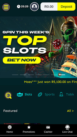 Page d'accueil mobile du casino ZarBet 1