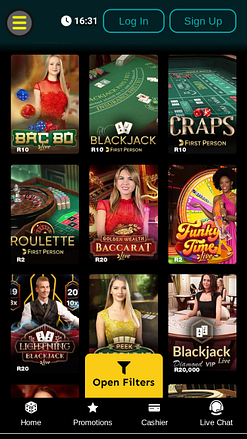 Casino mobile ZARbet avec croupier en direct