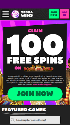 Página de inicio móvil de Zebra Wins