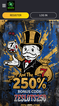 Page d'accueil mobile de Zeslots Casino