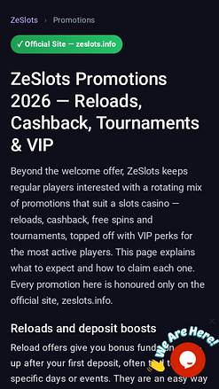 Zeslots Casino Mobile Promotions