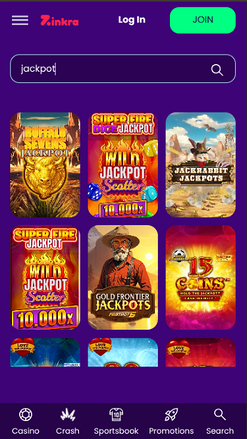 Jackpot mobile de Zinkra Casino