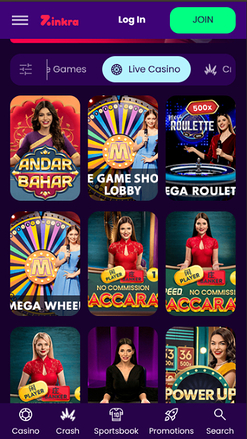 Croupier en direct mobile de Zinkra Casino