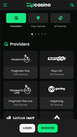 Sviluppatori di giochi di Zip Casino su mobile