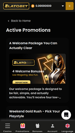 Promociones móviles del casino ZlatoBet