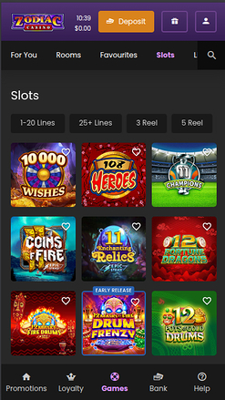 Zodiac Casino Mobile Games
