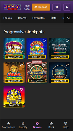 Zodiac Casino Mobile Jackpot