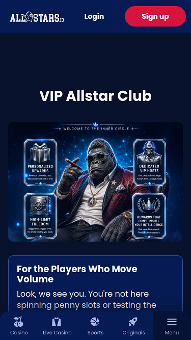 Allstars.io Casino Mobile VIP