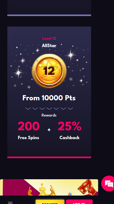 VIP screenshot of Allstarz Casino for Mobile