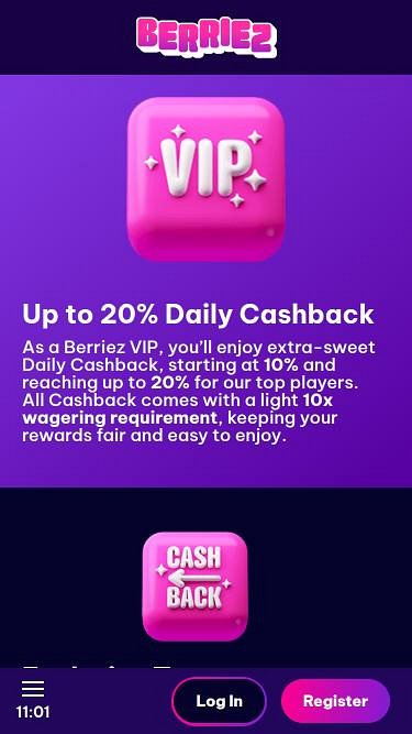 Berriez Casino VIP mobile page
