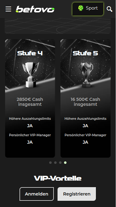 Programme VIP mobile Betovo Casino