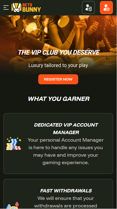Programme VIP mobile Bets Bunny Casino