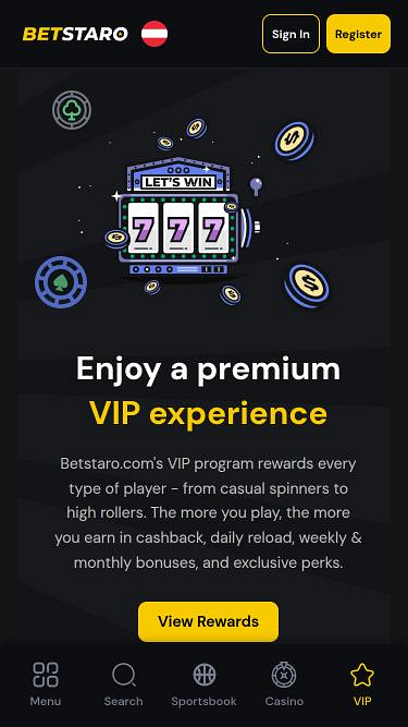 BetStaro Casino VIP-Mobilseite