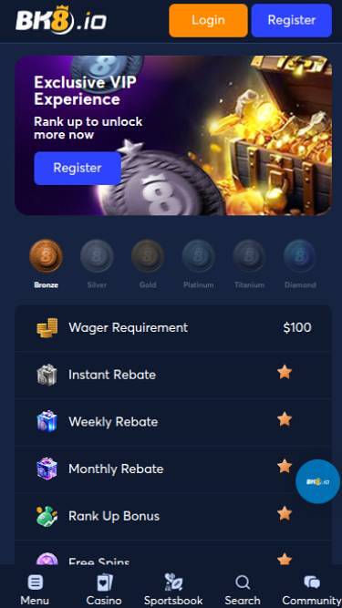 BK8.io Casino VIP Mobile