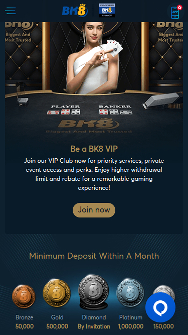 Programme VIP mobile BK8 Casino
