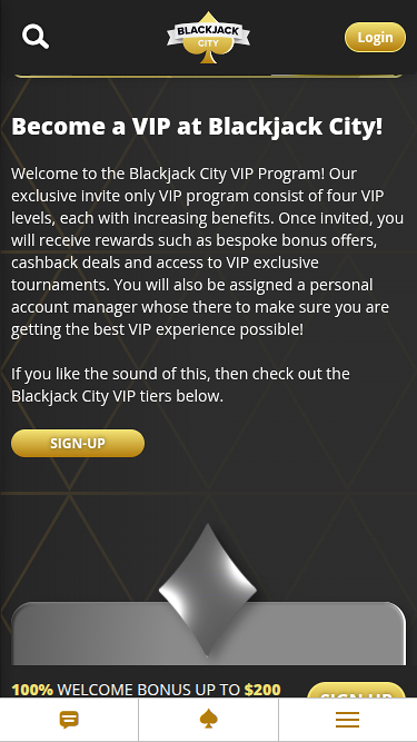 Programma VIP mobile del Blackjack City