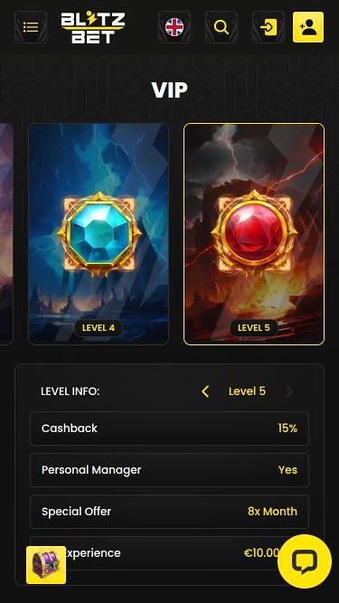 Blitzbet Casino VIP mobile page