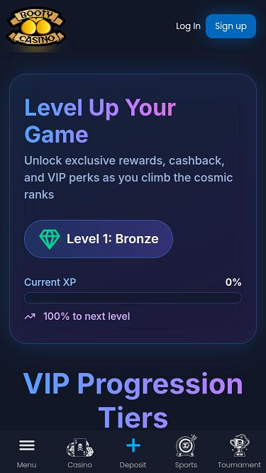 Booty Casino VIP-Mobilseite