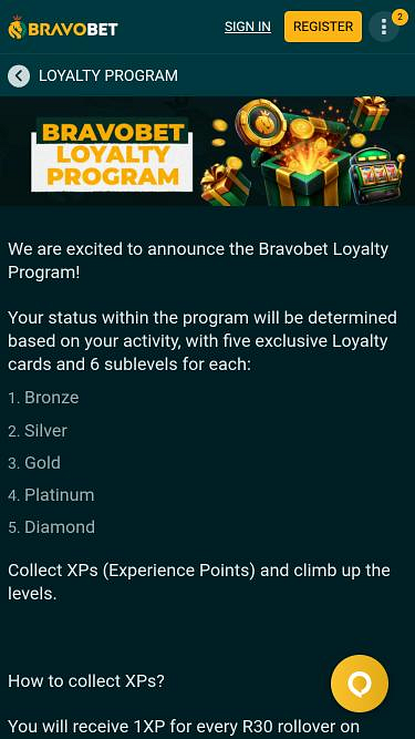 Мобильная страница VIP-клиента казино BravoBet