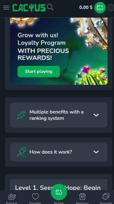 Programme VIP du Casino Cactus