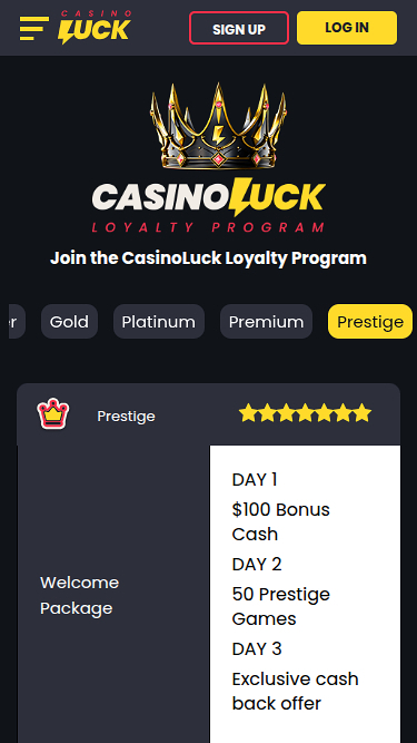 CasinoLuck Mobile VIP Program