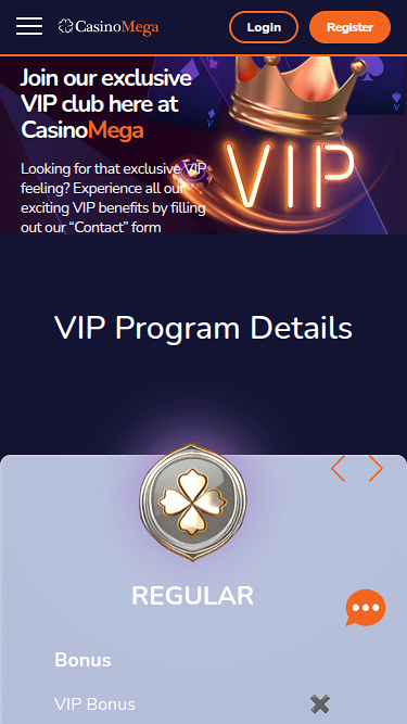 Programme VIP mobile CasinoMega