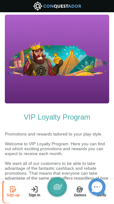 Programme VIP mobile Conquestador Casino