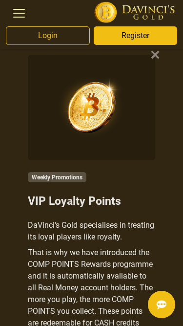 Programa VIP de Davincis Gold Casino Móvil