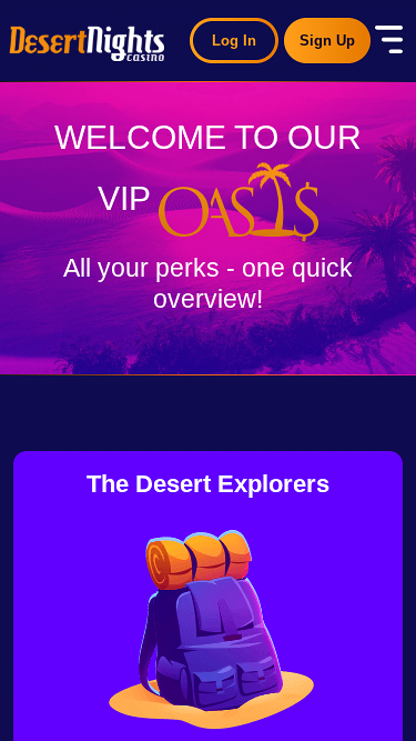 VIP-про грамма мобильного казино Desert Nights