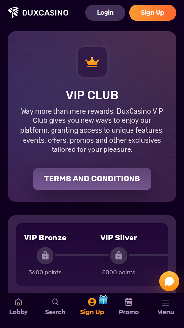 Programme VIP mobile Dux Casino